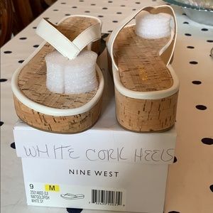 Nine West Cork Heal Sandals in White.